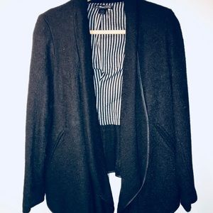 Open faced black wool jacket